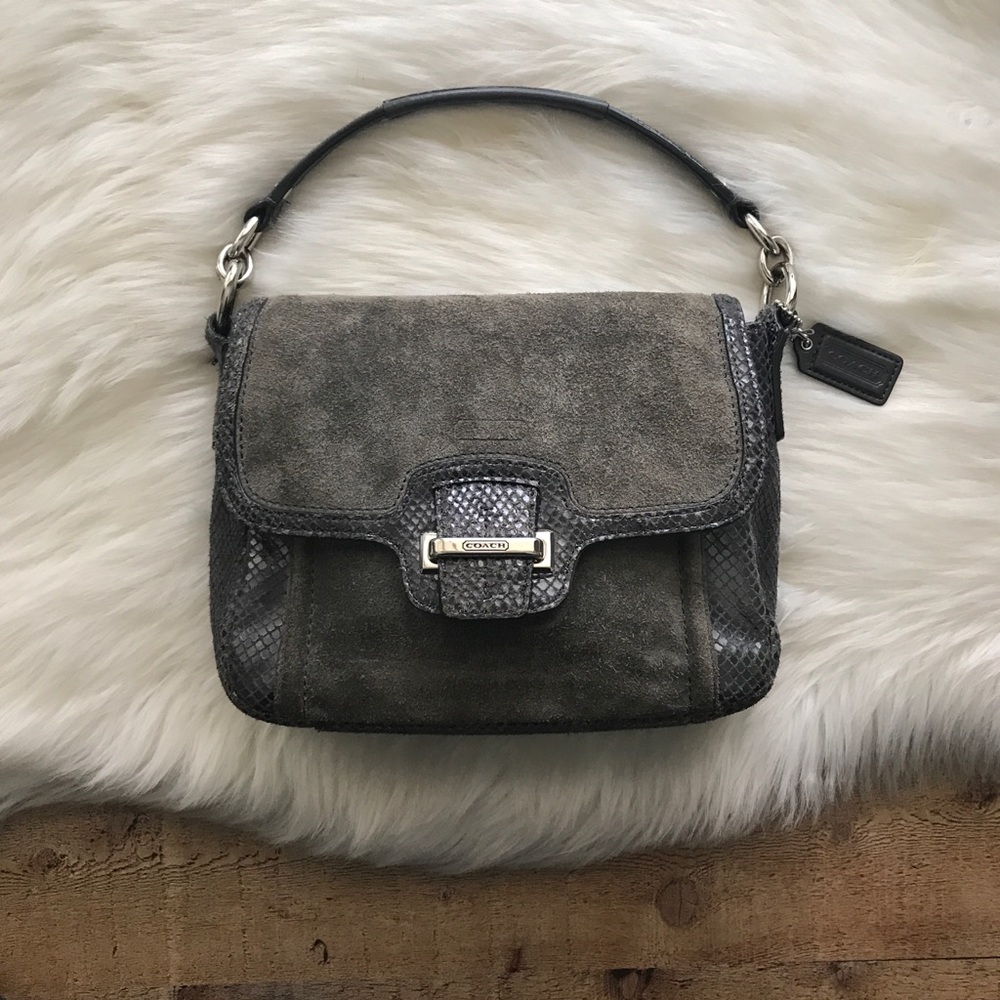 SOLD Coach Taylor Suede & Exotic Leather Front Flap Bag - Picture 2 of 8